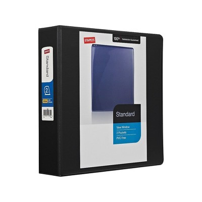 2" Staples Standard View Binder with Round Rings Black 976177