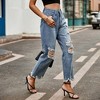 Coolmee Women's Ripped Jeans High Waisted Distressed Baggy Straight Leg Pants - 3 of 4