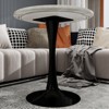 Gulches 27.6" Mid-Century Modern Coffee Table - Round White-Veined Faux Marble Top & Black Pedestal, Nordic Minimalist, 2-4 People - 4 of 4