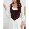 KOJOOIN Women's Vintage Floral Corset Lace-Up Fishbone Print Vest Renaissance pirate costume Dark red rose L - 3 of 4