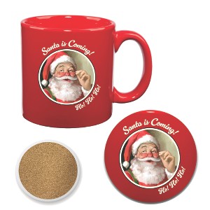 Courtside Market Santa Is Coming 20 oz Big Mug & Coaster Set - 1 of 1