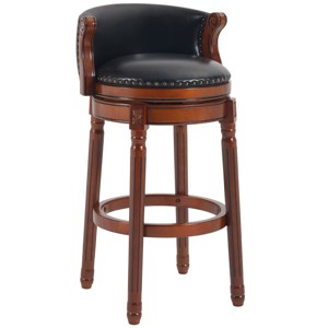 Sapphtopaz 1PC Bar Stools Cow Top Leather 360 Degree Swivel High Chair with Nailhead and Backs, Counter Height Stools for Kitchen Island - 1 of 4
