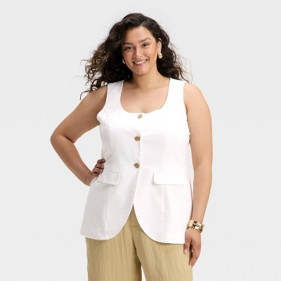 Women's Linen Blend Vest - A New Day™
