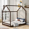 Full Size Platform Bed, Wooden Floor Bed, House-Shaped Bed Frame with Roof for Teens Boys Girls Bedroom Furniture Espresso (Slats Not Included) - 2 of 4