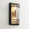 John Timberland Modern Outdoor Wall Light Fixture Black Brass 2-Light Downlight Uplight 16" Clear Glass Exterior House Porch Patio - 2 of 4