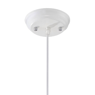 White Aluminum Mini Pendant Light with Wood Detail