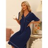 cheibear Women's Summer Collared Button Up Short Sleeves Casual Lounge Nightgowns - 3 of 4