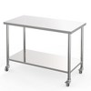 Stainless Steel 2 Tier Work Table with Wheels,Kitchen Prep Table with Undershelf&Pre-Assembled Feet,Utility Tables for Restaurant,Home,Workshop - 2 of 4