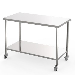 Stainless Steel Table, Heavy-Duty Metal Commercial Prep Table with Open Storage Racks for Restaurant Kitchens, Home, Hotels, Food Preparation - 1 of 4
