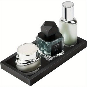 Attop Bathroom Vanity Rectangle Tray Black anti-slip Silicone Organizer Tray for Perfume, Jewelry, Cosmetic - 1 of 4