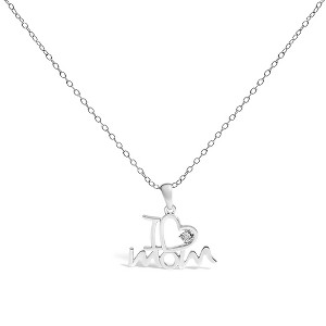 Haus of Brilliance Silver Diamond Accent "I Love Mom" Heart Pendant Necklace - 1 of 4