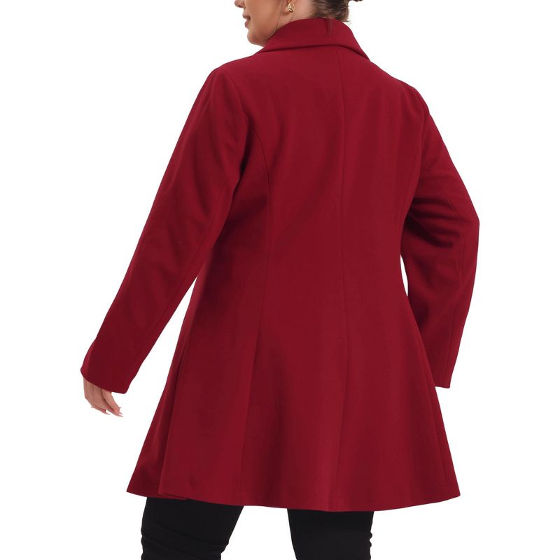 Agnes Orinda Women's Plus Size Elegant A Line Notched Lapel Double Breasted Pea Coats, 4 of 6