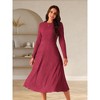 INSPIRE CHIC Women's Long Sleeve Round Neck Casual Stretchy A-Line Midi Dress - 3 of 4