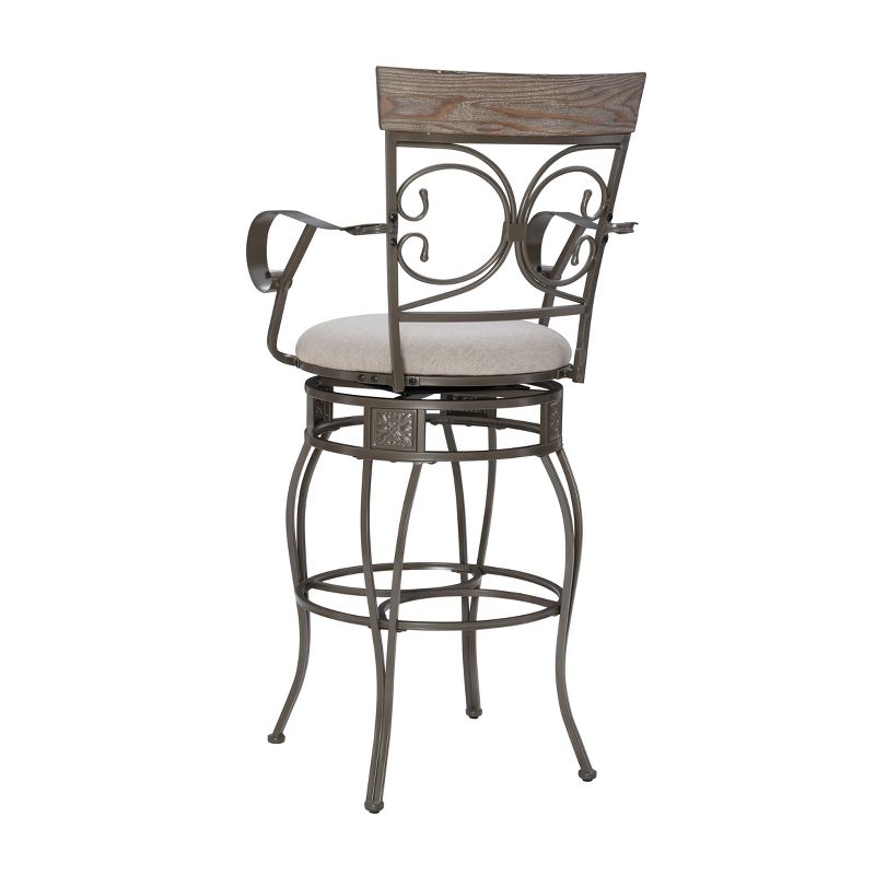 Nora Big and Tall Swivel Faux Leather Counter Height Barstool with Arms Pewter - Powell, 5 of 12
