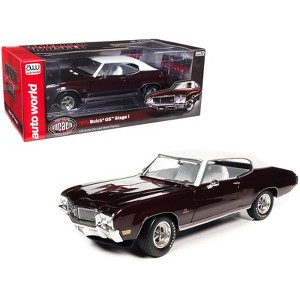 1970 Buick GS Stage 1 Burgundy Mist Metallic with White Top and Interior (MCACN) 1/18 Diecast Model Car by Auto World - 1 of 4