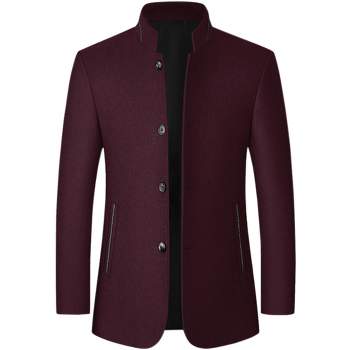 Lars Amadeus Men's Stand Collar Single Breasted Mid-Length Winter Overcoats