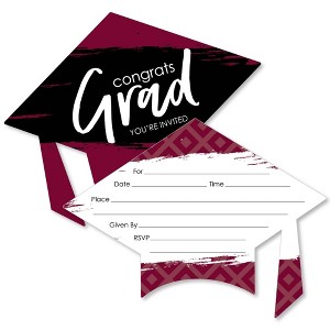 Big Dot of Happiness Maroon Graduation Party Invitations - Shaped Fill-In Invite Cards with Envelopes - Set of 12 - 1 of 4