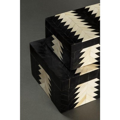 Venota Black and Ivory Decorative Boxes, Set of 2
