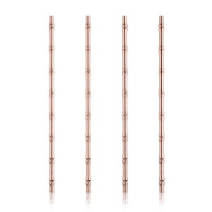 Viski Stainless Cocktail Straws - Reusable Copper Straws - Eco-Friendly Bamboo Finish Metal Drinking Straws  9.5 Inch, Set of 4 - 1 of 4