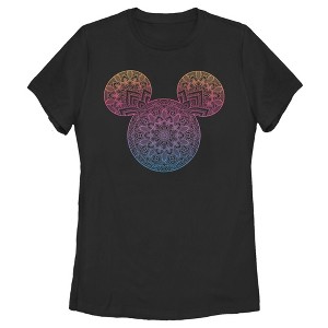 Women's Mickey & Friends Colorful Mandala Mickey Mouse Logo T-Shirt - 1 of 4