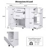 Kitchen Island with Drop Leaf and Tilt-Out Trash Cabinet, Rolling Cart with Door and Towel Bar, MDF Frame Kitchen Island-Coolbibila - 4 of 4