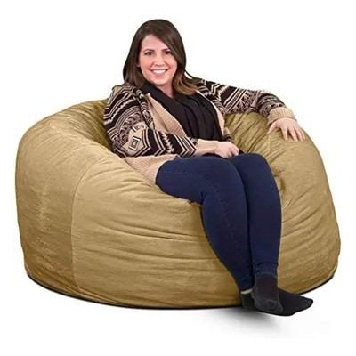 Ultimate Sack 4ft Bean Bag Chair, Oversized Comfortable Indoor Floor Lounger, Giant Foam-Filled Furniture for Relaxing, Camel Suede