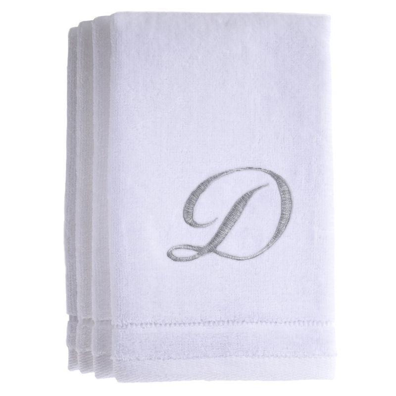 Creative Scents White Fingertip Monogrammed Towels Silver Embroidered, 1 of 7