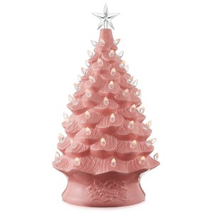 Casafield Hand Painted Ceramic Christmas Tree, 24-Inch Pre-Lit Tree with 148 Multi Color Lights and 2 Star Toppers - 1 of 4