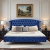 ModernLuxe King Size Bed Frame, Upholstered Velvet Platform Bed with Wingback Headboard, Button-Tufted and Nailhead Trim - 2 of 4