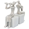 Sagebrook Home Set of 2 Metal Musician Bookends - Contemporary Marble and Aluminum Silver Decorative Bookend Sculptures - 2 of 4