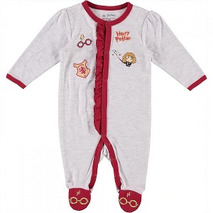 Kids Harry Potter Hermione Long Sleeve Plush Footie Pajamas - 1 of 2