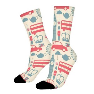 London Cute Background Women Printed Crew Socks Funny Funky Socks Soft Polyester Novelty Gifts for Artists Men - 1 of 1