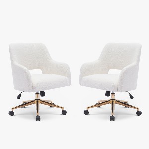 WestinTrends Genevieve Mid-Century Modern Swivel Office Chair With Wheels (Set Of 2) - 1 of 4