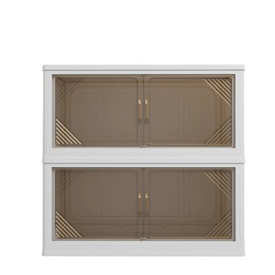 247QT 2-Pack 31.5'' Wide Transparent Plastic Storage Cabinets, Folding Storage Box