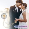 Unique Bargains Silk Alloy Handmade Rose Flower Brooch Pin with Gold Badge Tassel Chain for Men Suit 1 Pc - 4 of 4