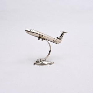 TopComfy Decorative Object Retro Aluminum Airplane Sculpture Nickel Finished Table Accent for Home Decor, Silver, 8"*8"*6" - 1 of 4