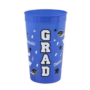 Fun Express 6 3/4" 32 oz. Bright Blue Grad Reusable Plastic Tumblers - 12 Ct.