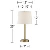 360 Lighting Camile Modern Table Lamps 25" High Set of 2 Brass Metal with USB Charging Port Oatmeal Drum Shade for Bedroom Living Room Bedside Desk - image 4 of 4