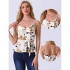 Allegra K Women's Floral Print Sleeveless V Neck Tie Waist Peplum Cami Top - 2 of 4