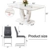 GDFStudio Anselm Modern 7 Piece Marble Pattern Dining Set with Faux Leather Chairs - 3 of 4