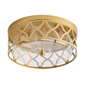 Dewdrop Flush Mount Ceiling Light Gold Metal Frame with Seeded Glass Shade for Bedroom Hallway Dining Room - 1 of 4