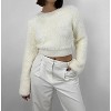 Women's Cropped Wide Sleeve Fuzzy Sweater - CRESCENT - 3 of 4