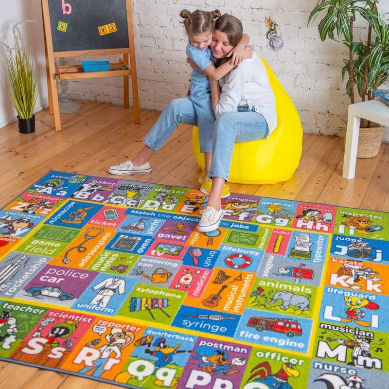 KC CUBS | Looney Tunes Boy & Girl Kids ABC Alphabet, Jobs & Objects Educational Learning & Play Nursery Bedroom Classroom Rug Carpet, 4 of 11