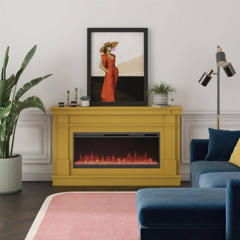 Waverly Wide Mantel with Linear Electric Fireplace and Crystal Ember Bed - Novogratz, 3 of 9