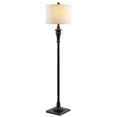 Norla 61" Antique Black Metal Floor Lamp with Linen Shade