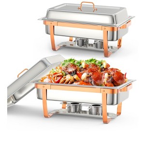Chafing Dish Buffet Set, 8QT , Rectangle Chafing Dishes for Buffet w/Lid Holder, Stainless Steel Chafer Food Warmers Servers for Kitchen Party - 1 of 4