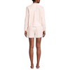 Lands' End Women's Cotton Poplin 2 Piece Pajama Set - Long Sleeve Top and Shorts with Piping - 2 of 3