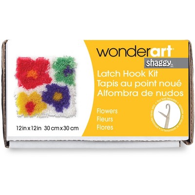 Wonderart Shaggy Latch Hook Kit 12"X12"-Flowers