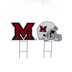 NCAA Miami Ohio Redhawks 2pk Logo and Helmet Garden Stake Set - 1 of 1