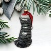 Tabby Cat with Santa Hat Glass Christmas Ornament| OrnamentallyYou - 3 of 4